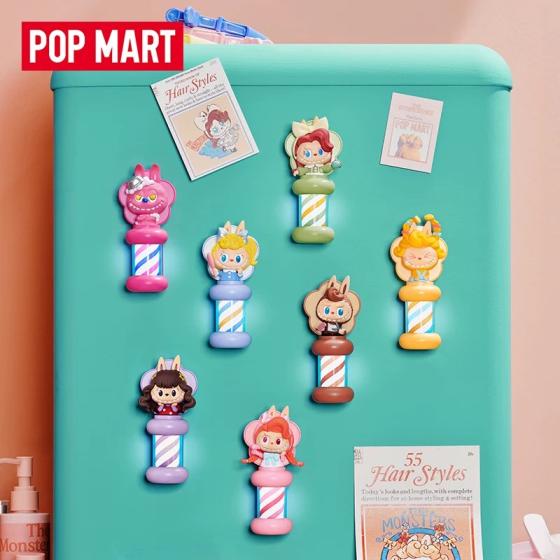 POPMART泡泡玛特THE MONSTERS复古理发店发光冰箱贴盲盒